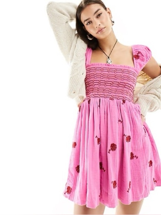 Free People Dresses & Skirts - Free People Tory Embroidered Mini Dress Size Small